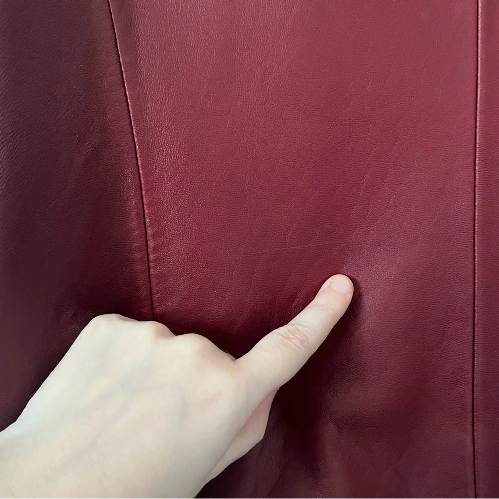 Vintage Mossimo Y2K Red Oxblood Leather Race Moto Full Zip Leather Jacket L